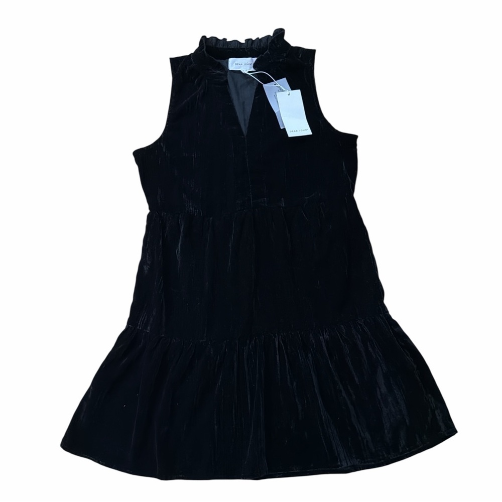Dear John NWT Black Velvet Tiered Dress